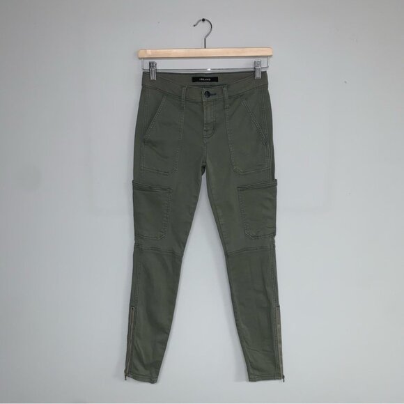 J Brand Utility Jeans‎ Size 24 Khaki Green  Cotton Mid Rise Skinny Ankle Zippers - Picture 2 of 12